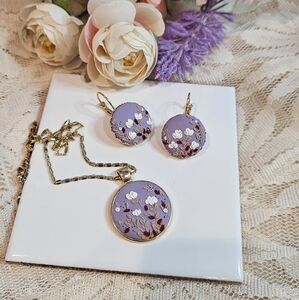 Winter blossoms jewelry set 💜🤍
